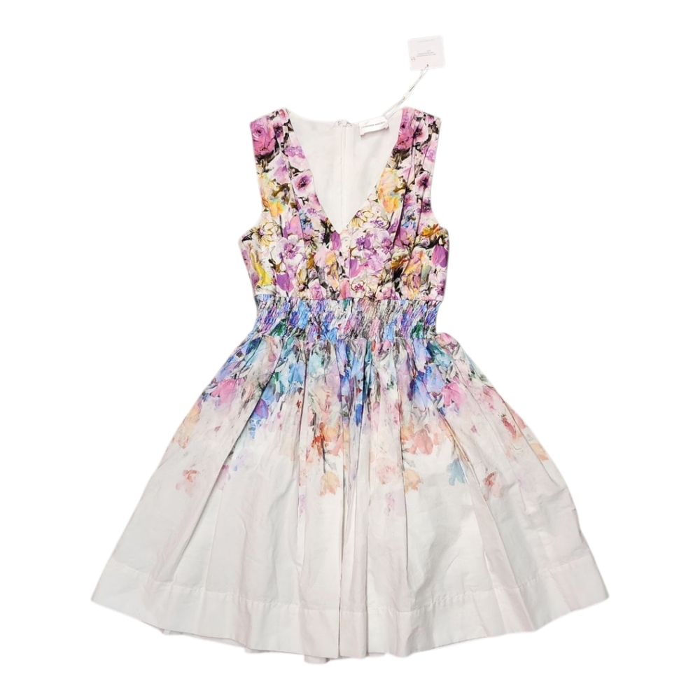 Lavender Brown Floral Multicolor Womens Size Small Dress